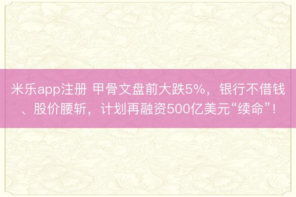 米乐app注册 甲骨文盘前大跌5%,银行不借钱、股价腰斩,计划再融资500亿美元“续命”!