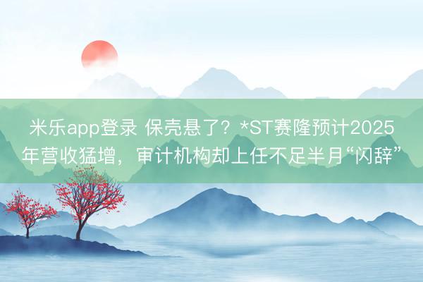 米乐app登录 保壳悬了？*ST赛隆预计2025年营收猛增，审计机构却上任不足半月“闪辞”