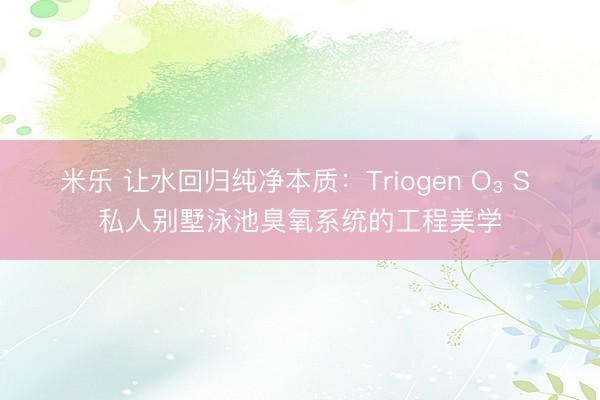 米乐 让水回归纯净本质:Triogen O₃ S 私人别墅泳池臭氧系统的工程美学