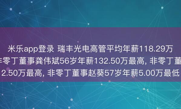 米乐app登录 瑞丰光电高管平均年薪118.29万: 董事长、总司理及非零丁董事龚伟斌56岁年薪132.50万最高， 非零丁董事赵葵57岁年薪5.00万最低