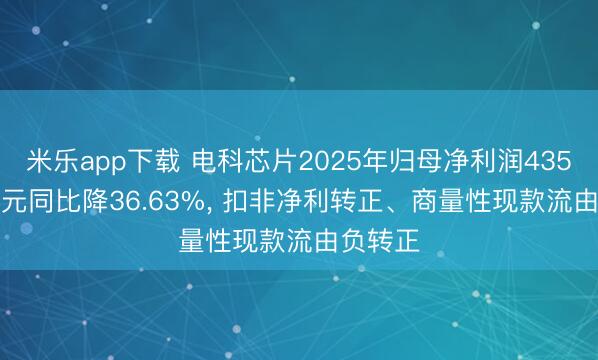 米乐app下载 电科芯片2025年归母净利润4350.70万元同比降36.63%， 扣非净利转正、商量性现款流由负转正