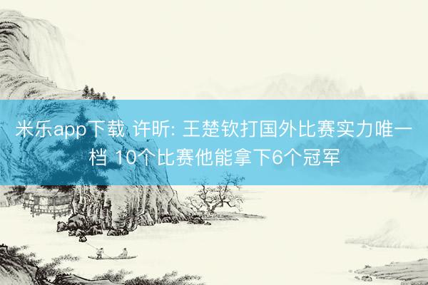 米乐app下载 许昕: 王楚钦打国外比赛实力唯一档 10个比赛他能拿下6个冠军