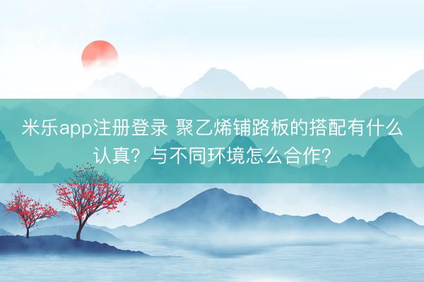 米乐app注册登录 聚乙烯铺路板的搭配有什么认真？与不同环境怎么合作？